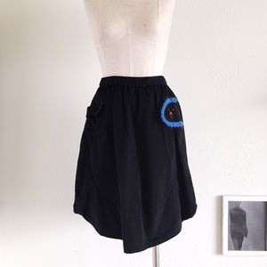 Super Cute Black Bubble Skirt With Yarn Appliqué